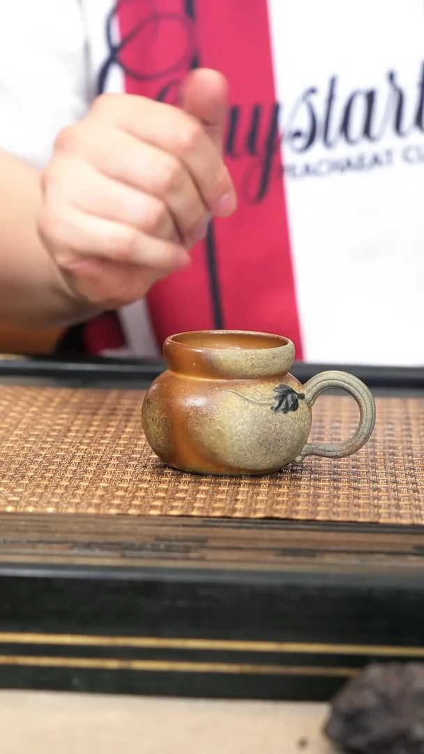 茶壶紫砂21《葫芦把杯》柴烧