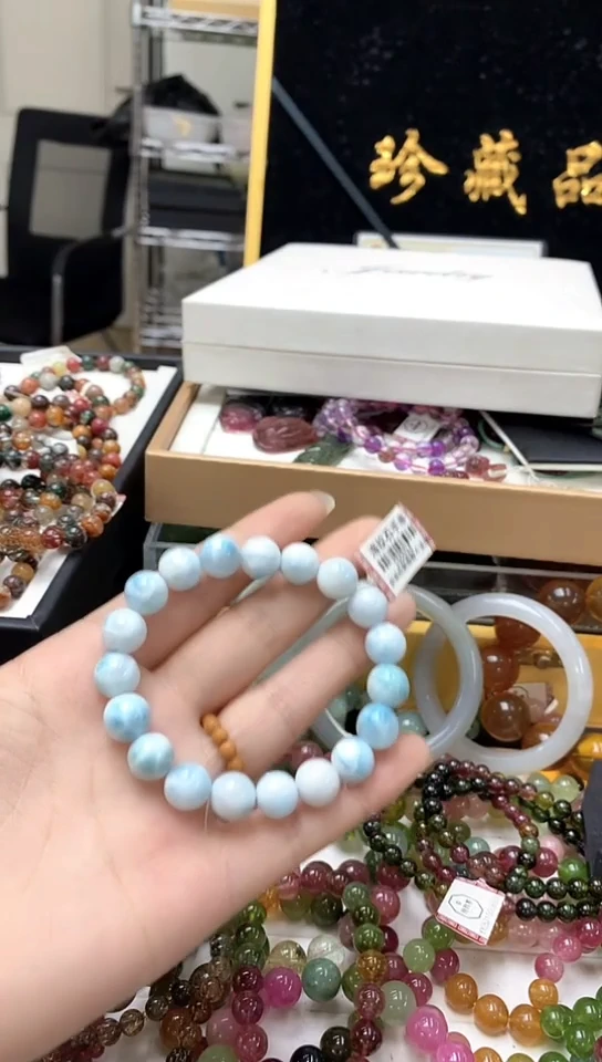 针钠钙石（海纹石）合金手链手链80