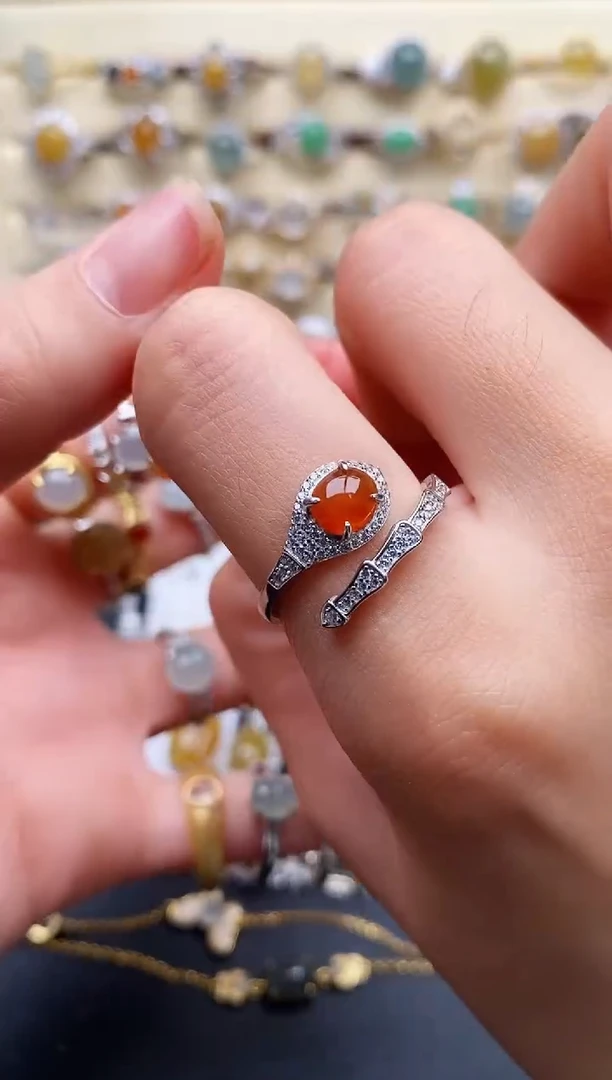 翡翠戒指银S925镶嵌55555555+8