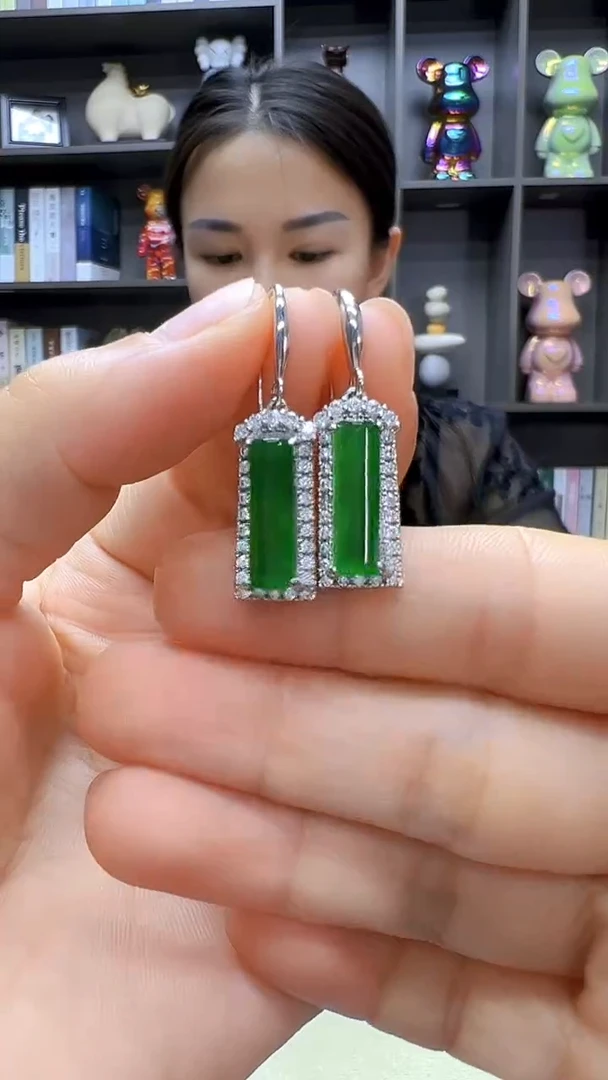 翡翠银S925镶嵌颈饰丹丹diy劲饰耳钩