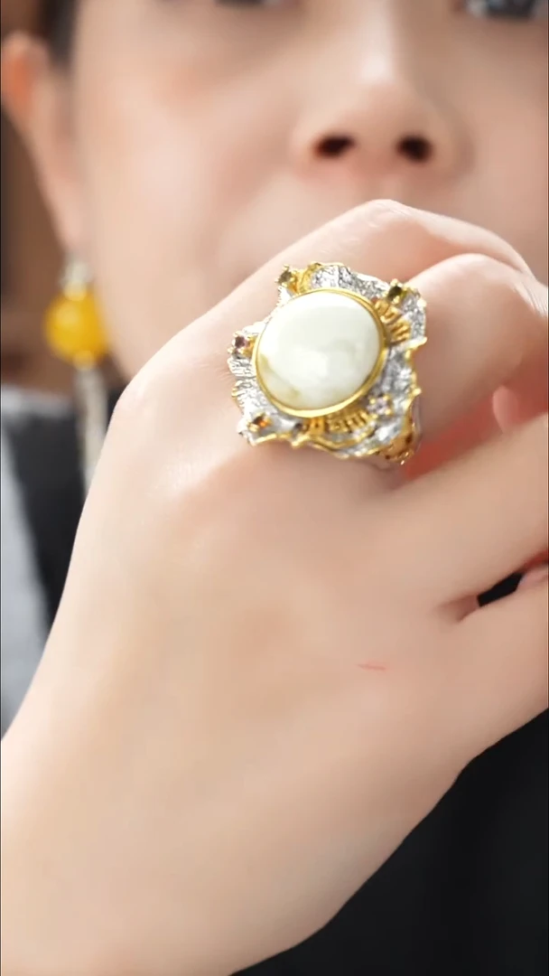 琥珀颈饰未镶嵌精品白蜡戒指