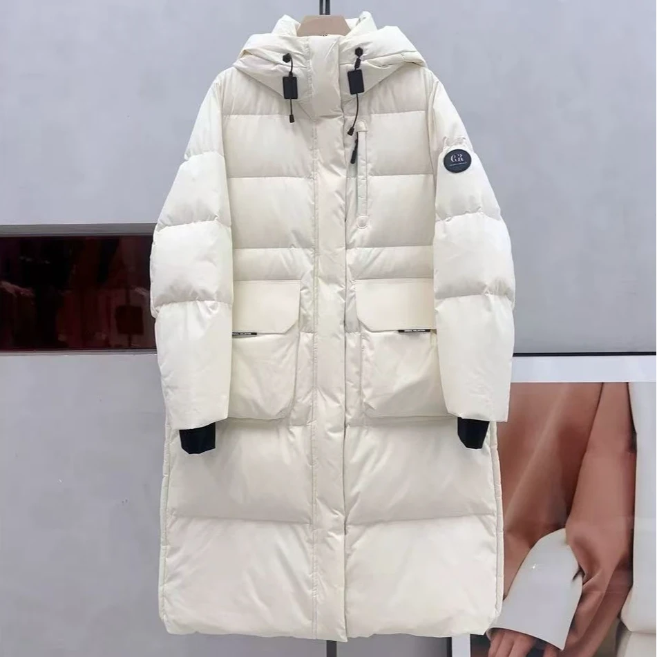 Manmi   胶标长款连帽鹅绒服  E90
