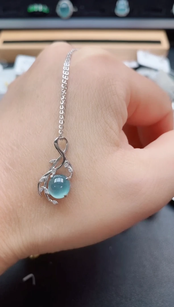 吊坠(不含链)银S925镶嵌翡翠1