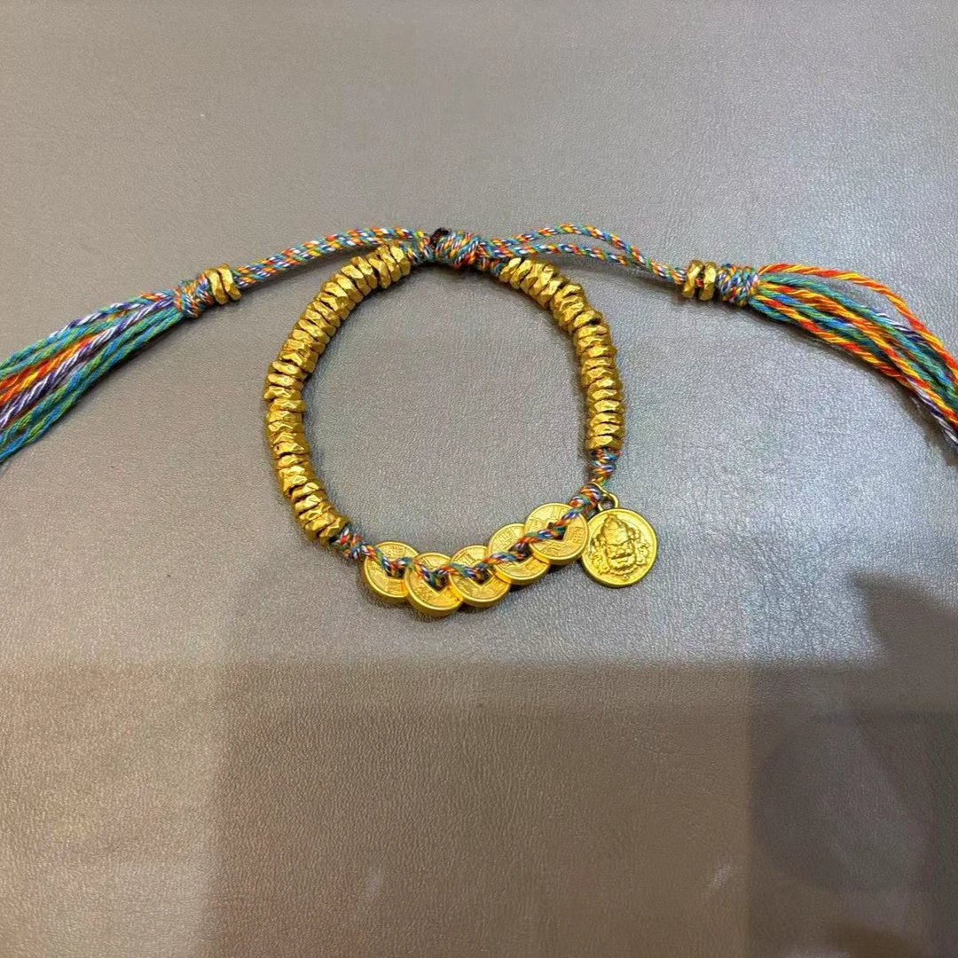 【X甄芝系列】足金 彩绳五帝币盘缠