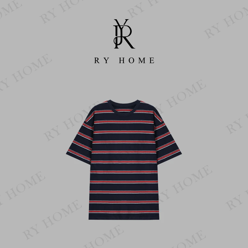 【容雨RYHOME】100%棉＋新款时尚撞色条纹T恤252T2014