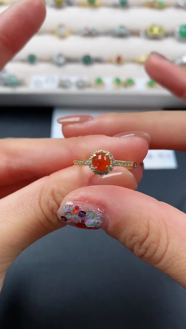 银S925镶嵌戒指翡翠天然缅甸A货翡翠11 9-2