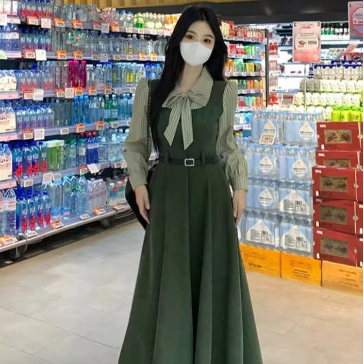 赫本风法式连衣裙女秋季高级感裙子大码胖MM显瘦学院风A字裙1641