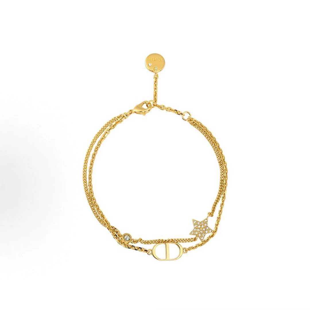 未使用 DIOR/迪奥 CD双层 叠搭金色手链