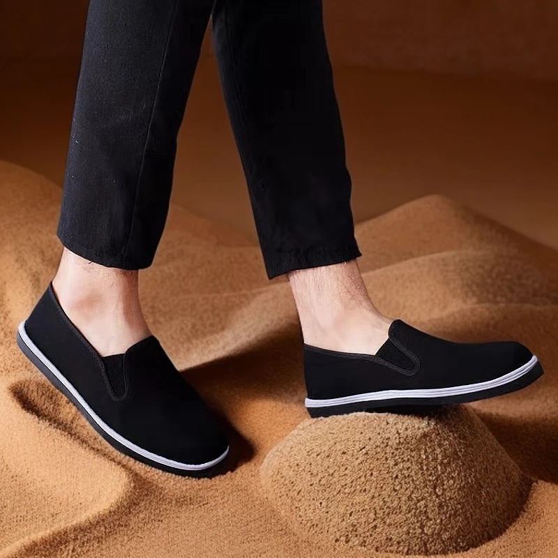 千层底一脚蹬帆布鞋布鞋男单鞋子布鞋子黑布开车鞋休闲老北京布鞋
