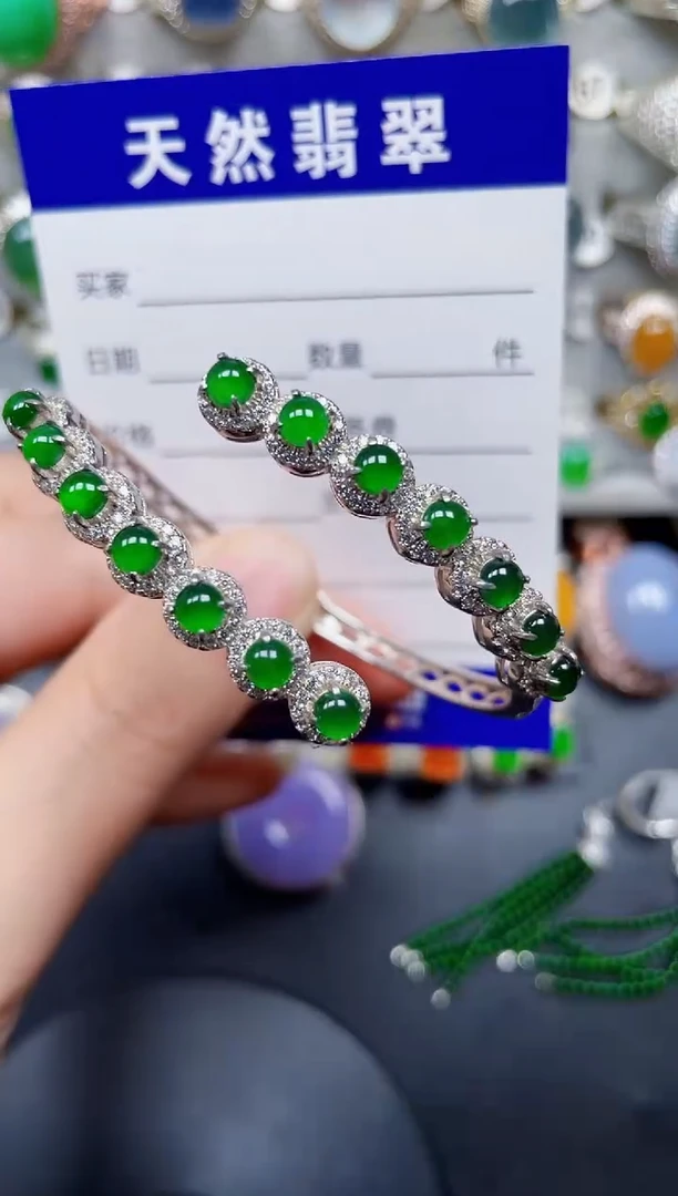 银S925镶嵌手镯翡翠209