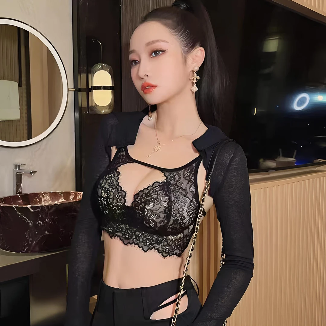 月月原版法式性感蕾丝内衣女小胸聚拢显大调整型美背情趣黑色文胸