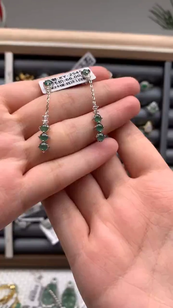 银S925镶嵌戒指翡翠耳饰