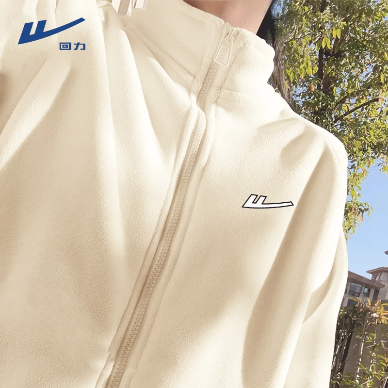 Warrior/回力摇粒绒外套秋冬季加款冲锋衣内胆女士立领抓绒上衣L