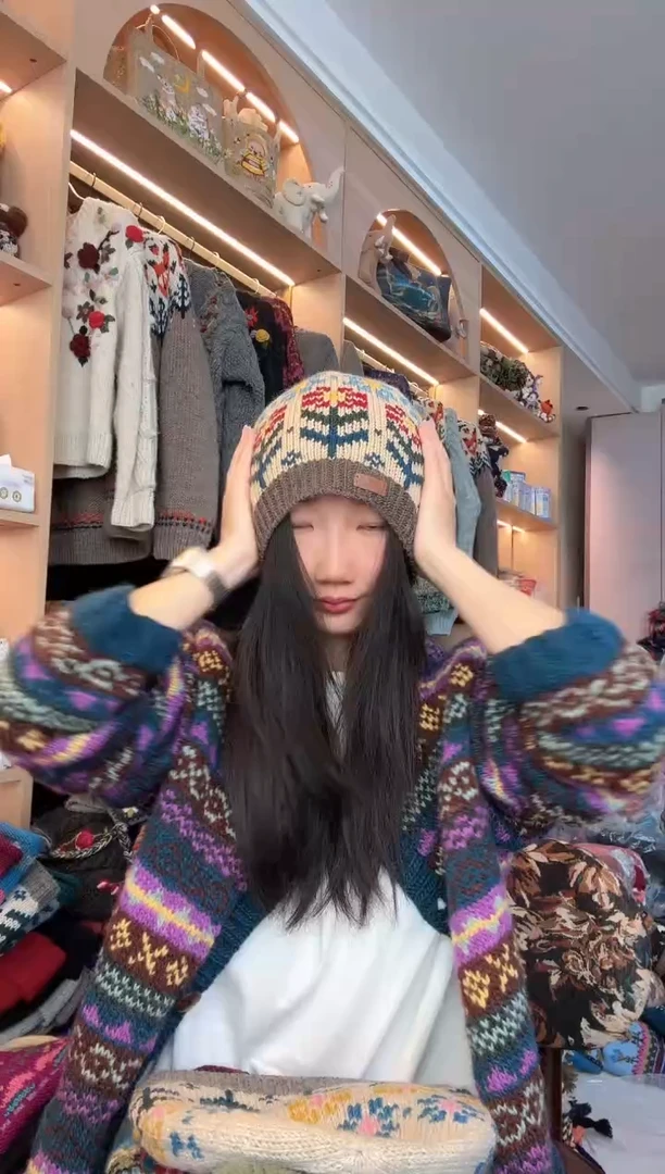 羊毛黄色向日葵帽