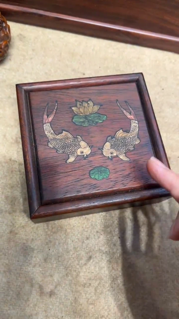 【闪购商品】木连年有余螺钿四方抽拉盒