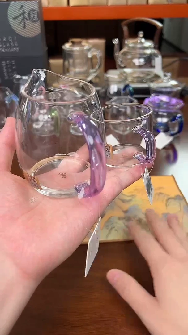 @@禾器晶彩澄然茶海浅紫色+清禾杯紫1