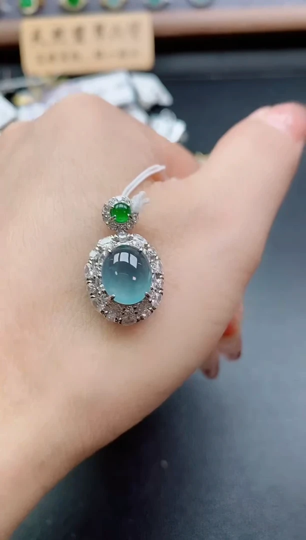 吊坠(赠链)银S925镶嵌翡翠1