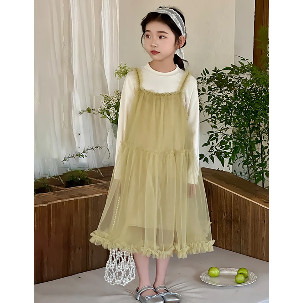 喜呦女童25秋~女童韩版公主纱裙两件套套装