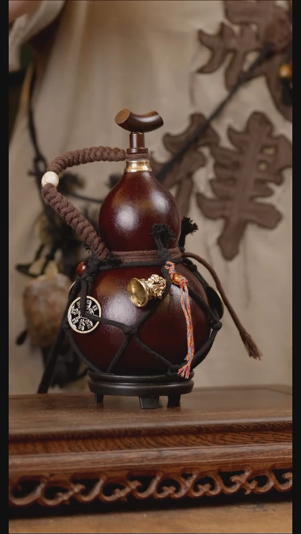 363号精品天然大漆工艺防渗内胆酒葫芦~