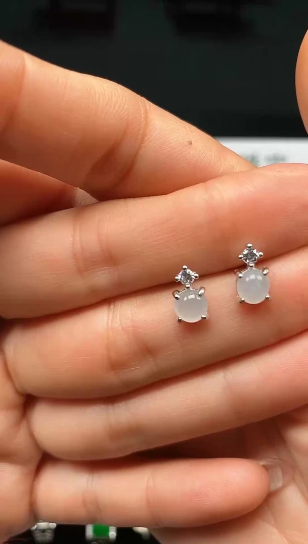 银S925镶嵌翡翠耳饰25