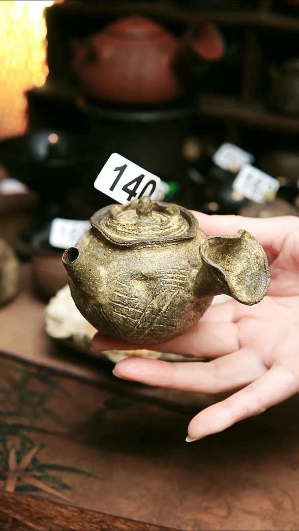 140紫砂全手工粉引侧把茶壶125毫升