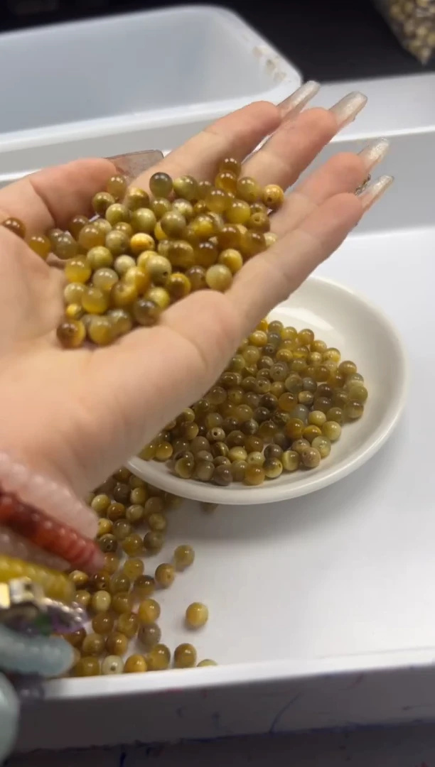 玛瑙/玉髓颈饰未镶嵌w962金*虎眼6mm30颗