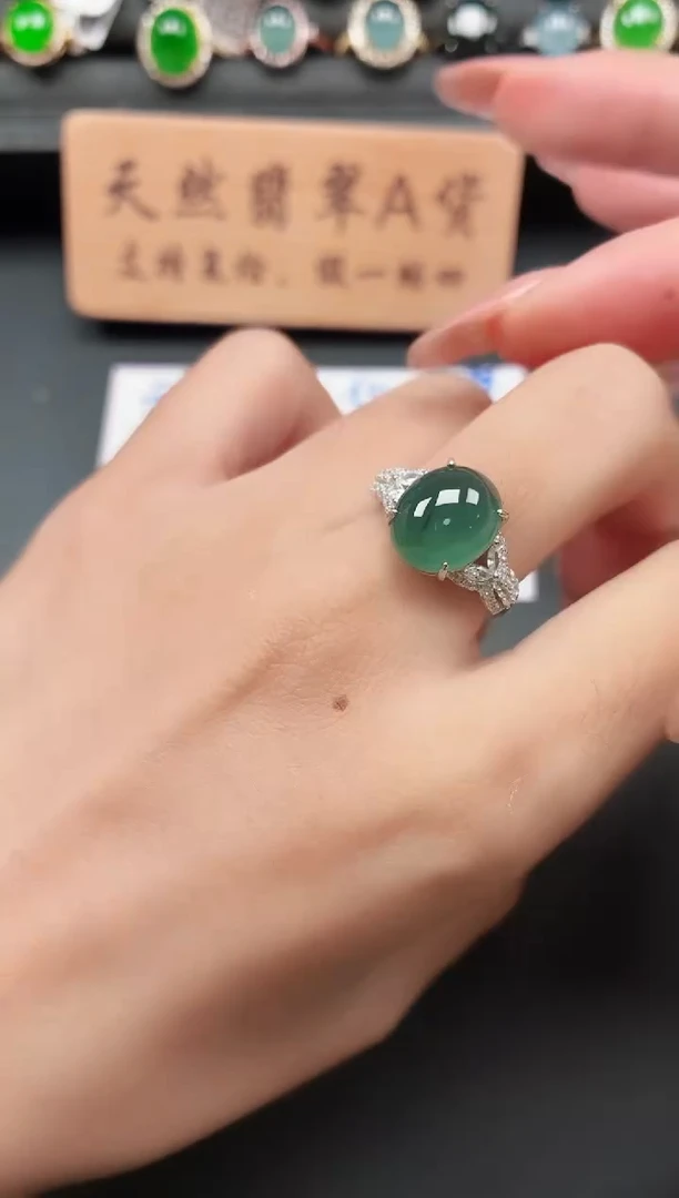 银S925镶嵌戒指翡翠11