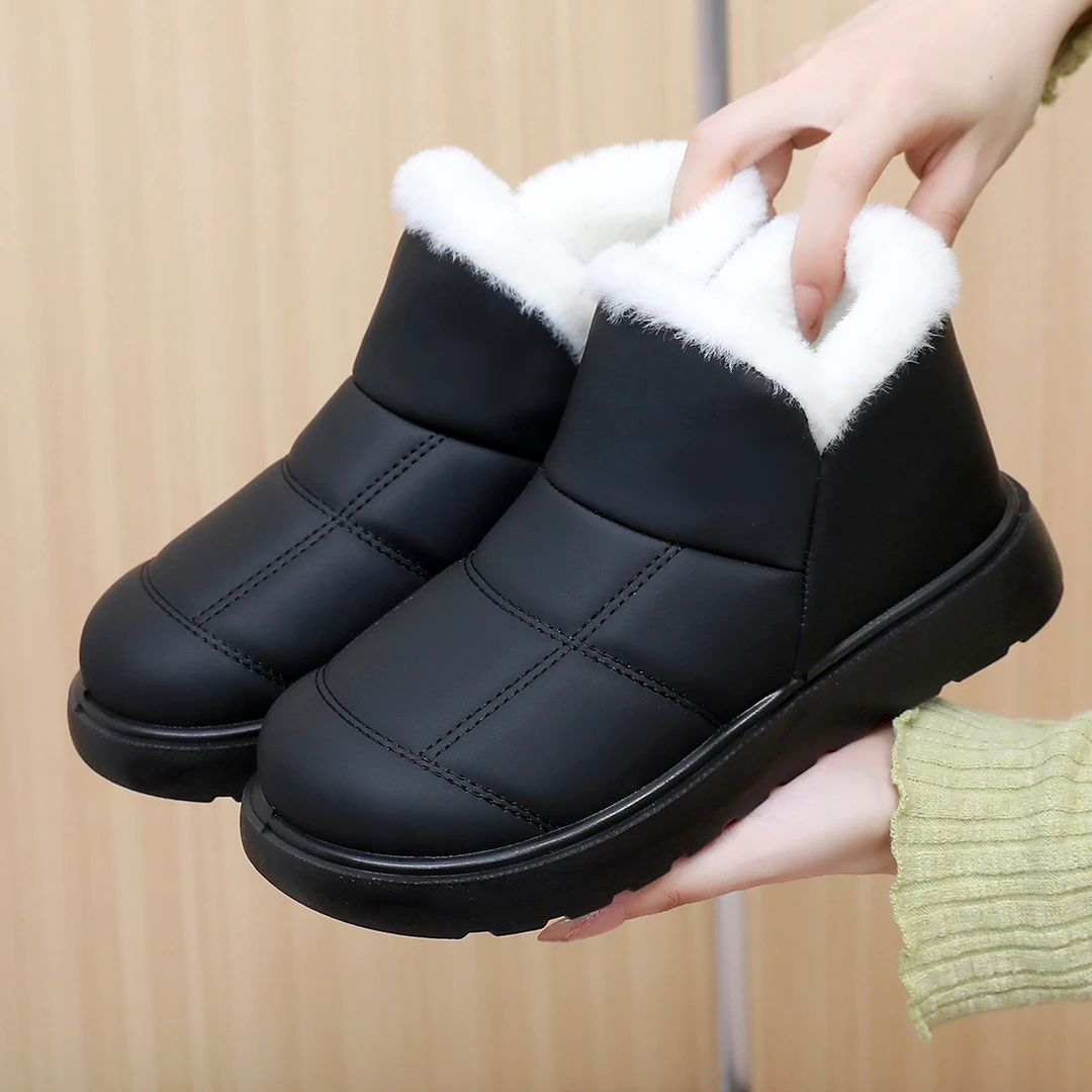 新款时尚雪地靴女冬季加绒加厚保暖棉鞋厚底高帮鞋防滑奶奶老人鞋