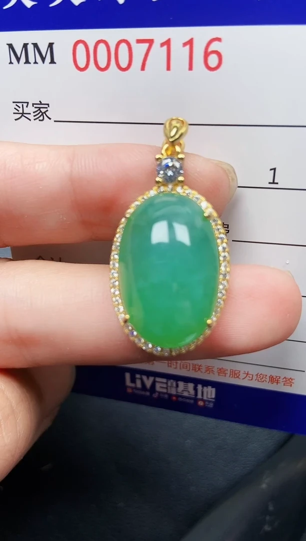 翡翠银S925镶嵌颈饰7116