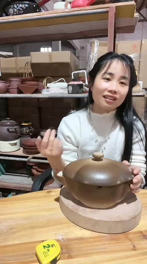 陶瑕疵粗陶分格煮茶壶带盖色差