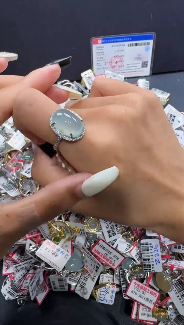 翡翠戒指银S925镶嵌戒指181