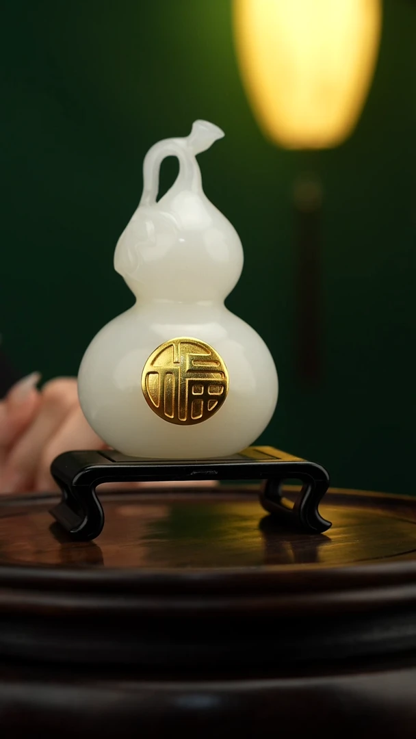 玉铜玉拼接福禄葫芦摆件