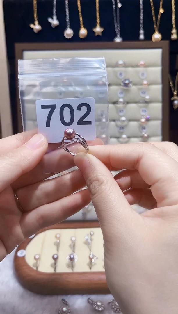 银S925镶嵌淡水珍珠珠宝奇石702