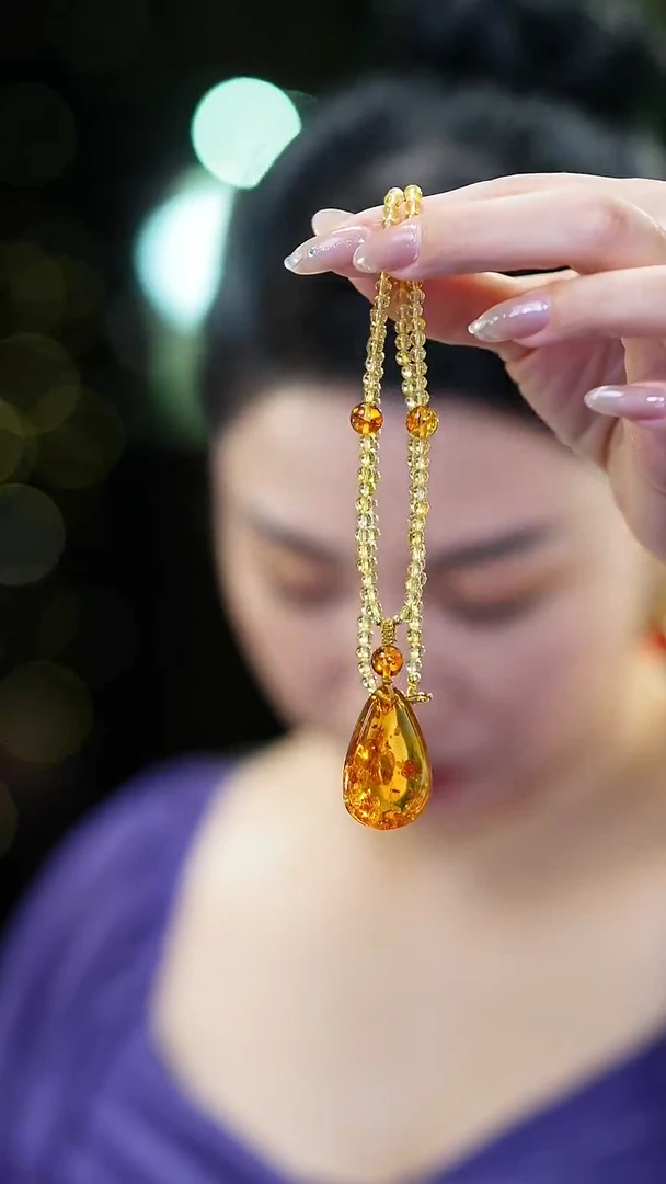 琥珀项链未镶嵌蓝珀项链花珀吊坠