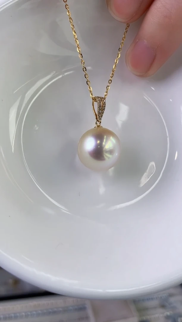 【闪购商品】海水珍珠吊坠(赠链)18K金镶嵌14-15海水珍珠吊坠