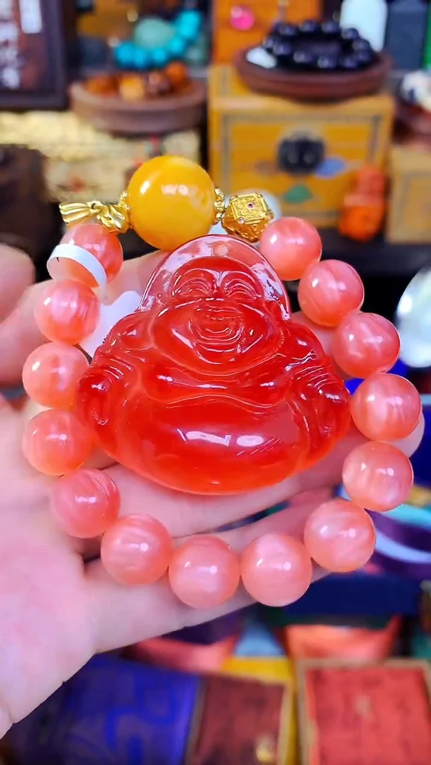 18K金镶嵌蜜蜡手链精品精品   独具韵味