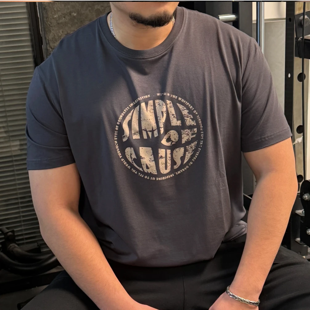 夏季新款男士纯棉t恤短袖重磅纯棉透气薄款男装T恤衫上衣潮牌休闲