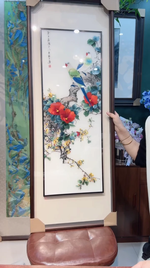 横款非遗苏绣手工刺绣带框挂画