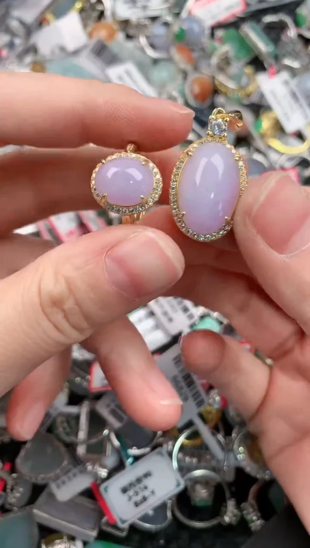 银S925镶嵌戒指翡翠555---8