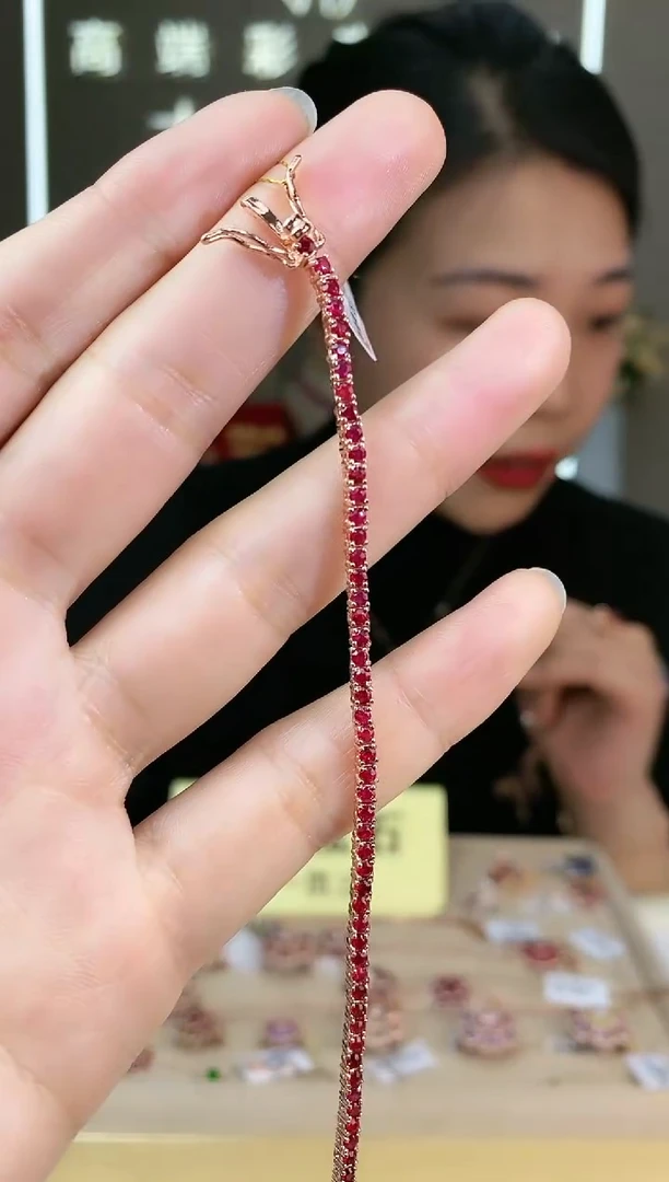 【闪购商品】红宝石手链15#银S925镶嵌手链15#