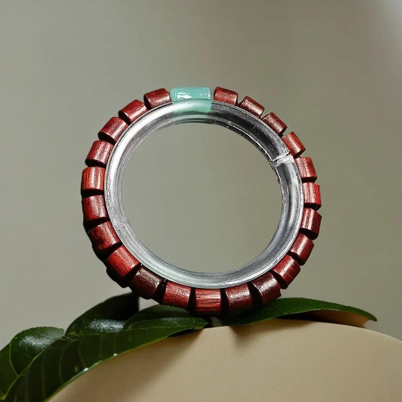 A515小叶紫檀8m直切配绿东陵竹节单圈手串