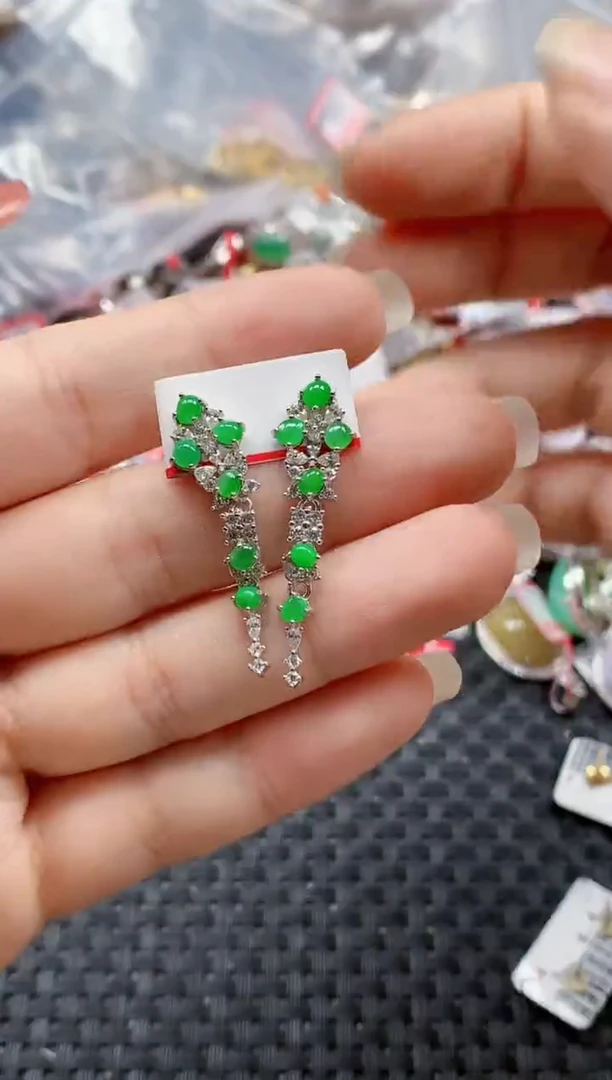 银S925镶嵌戒指翡翠天然A货缅甸翡翠