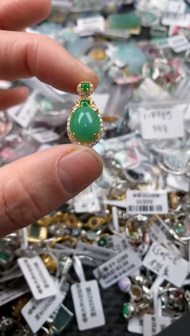 银S925镶嵌戒指翡翠1                         9