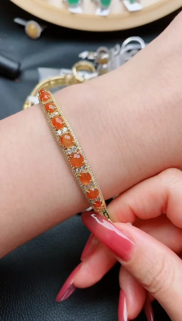 银S925镶嵌戒指翡翠...