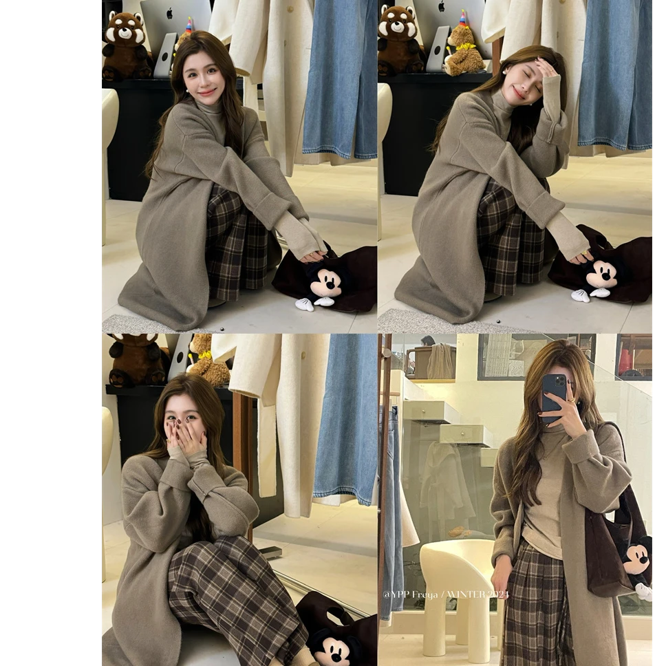 YPP！【艺术家懒懒衫】24年秋韩版气质慵懒风中长款加厚外穿毛衣外套