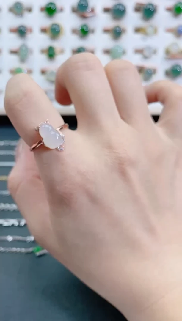 银S925镶嵌戒指翡翠天然翡翠