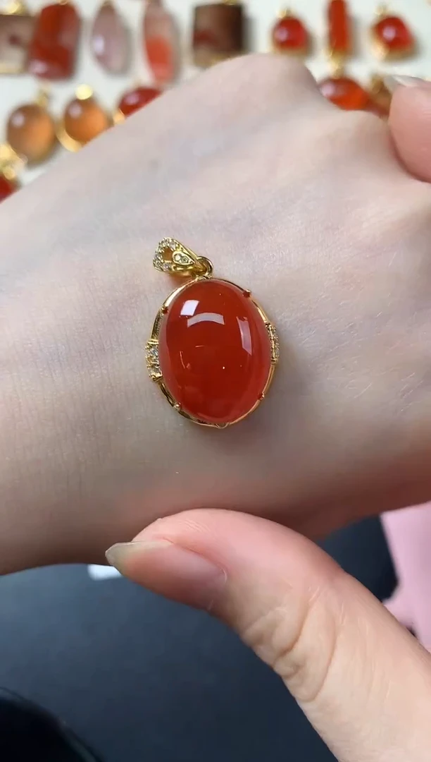 银S925镶嵌吊坠(不含链)南红玛瑙D7|480