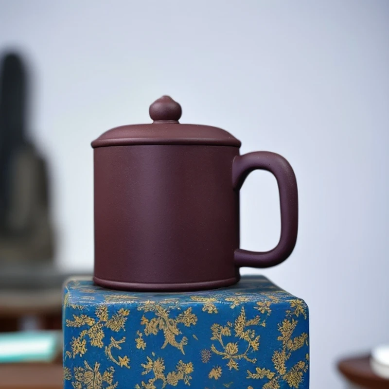 宜兴原矿紫砂半手制作单线中号紫气东来办公家用泡茶杯350-400CC