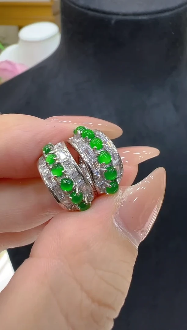 银S925镶嵌翡翠耳饰多样性团购发一件