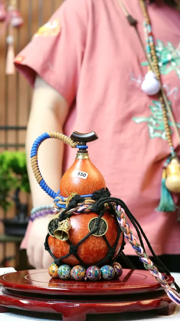 大漆酒葫芦，一物一拍送底座漏斗550